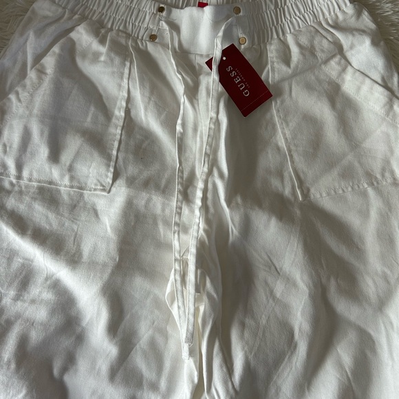 Guess White Wide-Leg Drawstring Cargo Pants - Picture 6 of 14